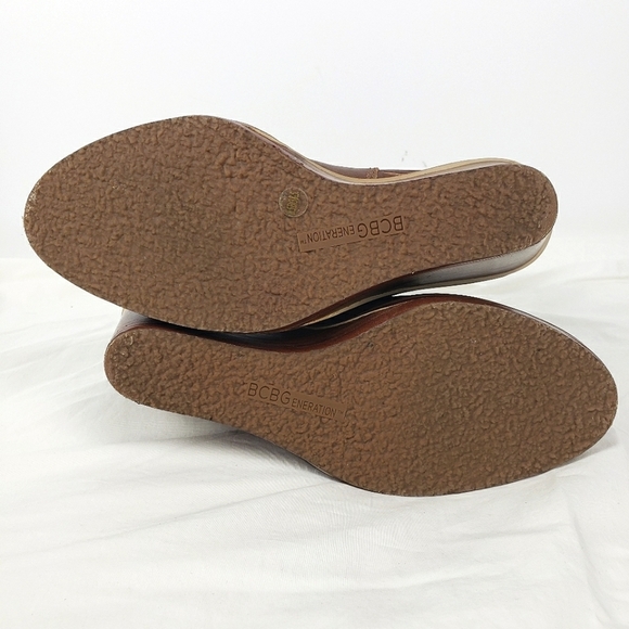 BCBGeneration Toffee Malbon Peep-toe Lace Up Wedge Boots/Booties Size 8.5 - Picture 6 of 11